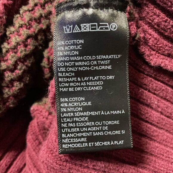 BDG Women's Burgundy and Green Waffle Pattern Zip Cardigan Sweater Size XS - Picture 5 of 5